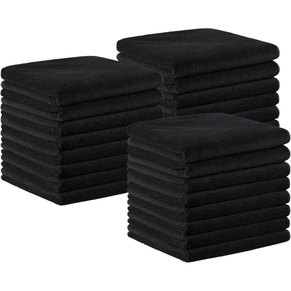 image:imageArkwright Bleach Resistant Salon Towels 24 Pack Microfiber Hair Towels Soft Absorbent Quick Dry Lint Free Spa amp Barber Towels for Hair Stylist Nail Salon amp Esthetician 16 x 27 BlackBlack