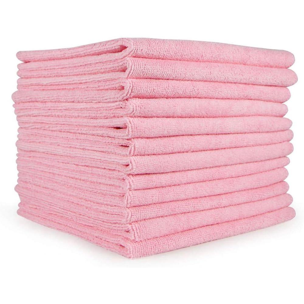 image:imageArkwright Microfiber Cleaning Cloths  Pack of 12 Lint amp StreakFree Drying Wash Towels 320 GSM Super Absorbent amp Quick Dry Perfect Cleaner for Car Glass and Window 12 x 12 in PinkPink