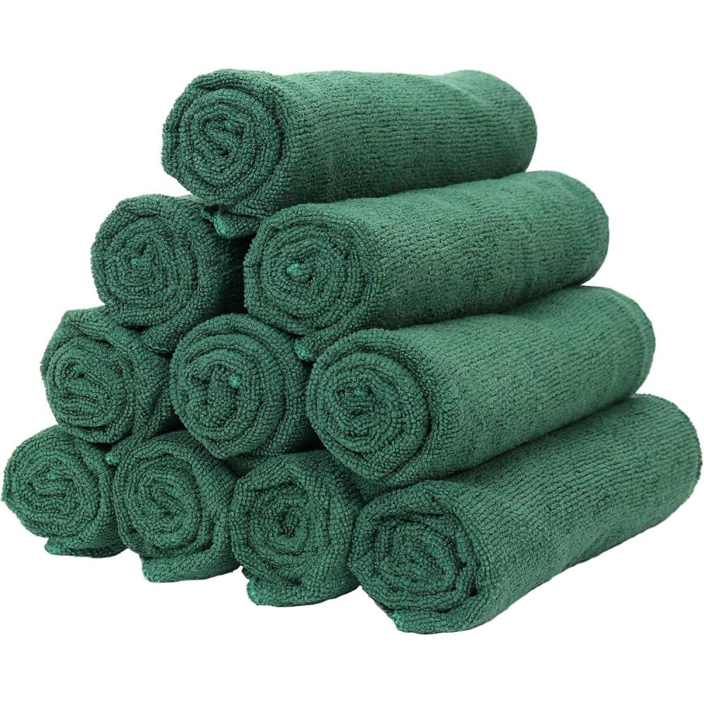 image:imageArkwright Microfiber Gym Towel Pack of 12 Super Soft Quick Dry Workout Sweat Towels 300 GSM Lightweight amp Absorbent for Sports Working Out Yoga and Spa 16 x 27 in BlackHunter Green