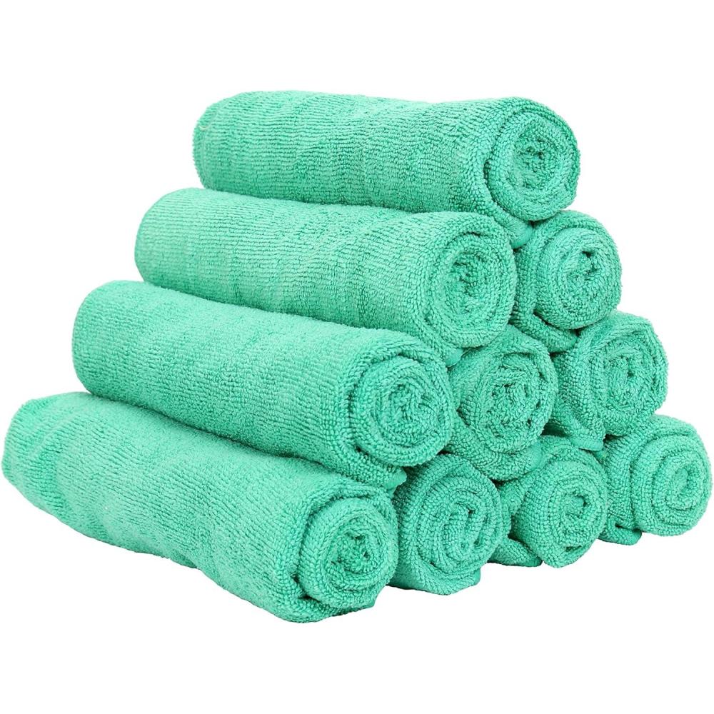image:imageArkwright Microfiber Gym Towel  Pack of 12  Super Soft Quick Dry Workout Sweat Towels 300 GSM Lightweight amp Absorbent for Sports Working Out Yoga and Spa 16 x 27 in BlackGreen
