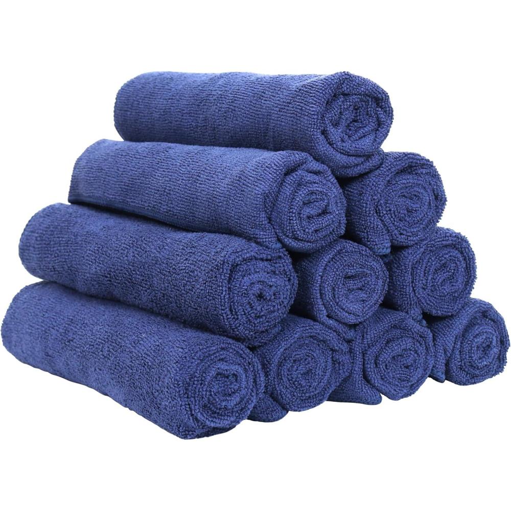 image:imageArkwright Microfiber Gym Towel Pack of 12 Super Soft Quick Dry Workout Sweat Towels 300 GSM Lightweight amp Absorbent for Sports Working Out Yoga and Spa 16 x 27 in BlackNavy