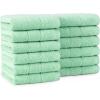 Arkwright Premium Washcloths – (Pack of 24) – Soft & Absorbent, 100% Ringspun Cotton, Contemporary Design Wash Cloths with Dobby, Multipurpose Fingertip Towels, Beige(Green)