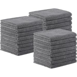 Arkwright Bleach Resistant Salon Towels 24 Pack – Microfiber Hair Towels, Soft, Absorbent, Quick Dry, Lint Free Spa & Barber Towels for Hair Stylist, Nail Salon & Esthetician, 16 x 27, Black(Grey)