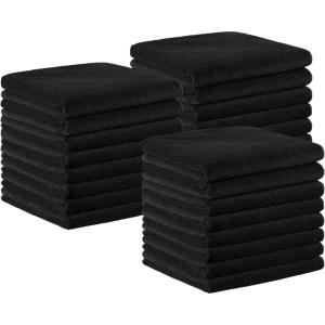Arkwright Bleach Resistant Salon Towels 24 Pack – Microfiber Hair Towels, Soft, Absorbent, Quick Dry, Lint Free Spa & Barber Towels for Hair Stylist, Nail Salon & Esthetician, 16 x 27, Black(Black)