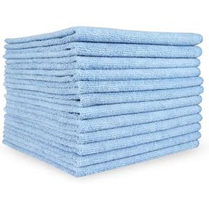 Arkwright Microfiber Cleaning Cloths – (Pack of 12) Lint & Streak-Free Drying Wash Towels, 320 GSM Super Absorbent & Quick Dry, Perfect Cleaner for Car, Glass, and Window, 12 x 12 in, Pink(Blue)