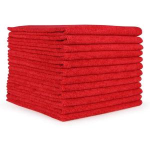 Arkwright Microfiber Cleaning Cloths – (Pack of 12) Lint & Streak-Free Drying Wash Towels, 320 GSM Super Absorbent & Quick Dry, Perfect Cleaner for Car, Glass, and Window, 12 x 12 in, Pink(Red)