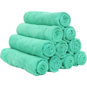 Arkwright Microfiber Gym Towel – Pack of 12 – Super Soft, Quick Dry Workout Sweat Towels, 300 GSM Lightweight & Absorbent for Sports, Working Out, Yoga, and Spa, 16 x 27 in, Black(Green)
