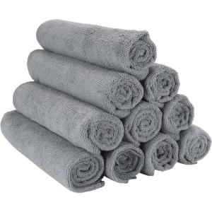 Arkwright Microfiber Gym Towel – Pack of 12 – Super Soft, Quick Dry Workout Sweat Towels, 300 GSM Lightweight & Absorbent for Sports, Working Out, Yoga, and Spa, 16 x 27 in, Black(Grey)