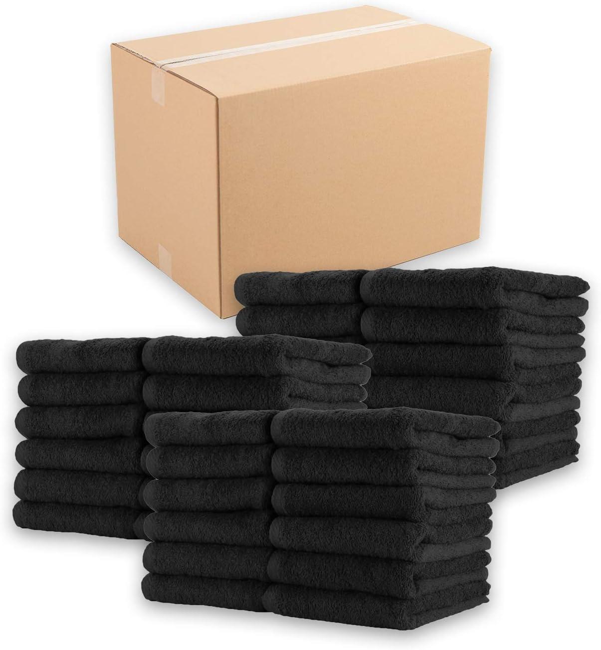 image:imageArkwright Bleach Resistant Salon Towels 12 Pack 100 Cotton Hair Towels Soft Absorbent Quick Dry Spa amp Barber Towels for Hair Stylist Nail Salon amp Esthetician 16 x 27 BlackBlack
