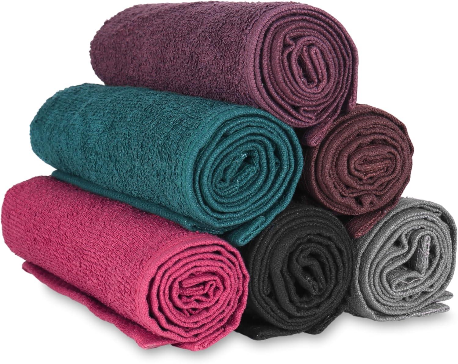 image:imageArkwright Bleach Resistant Salon Towels 12 Pack 100 Cotton Hair Towels Soft Absorbent Quick Dry Spa amp Barber Towels for Hair Stylist Nail Salon amp Esthetician 16 x 27 BlackEggplant