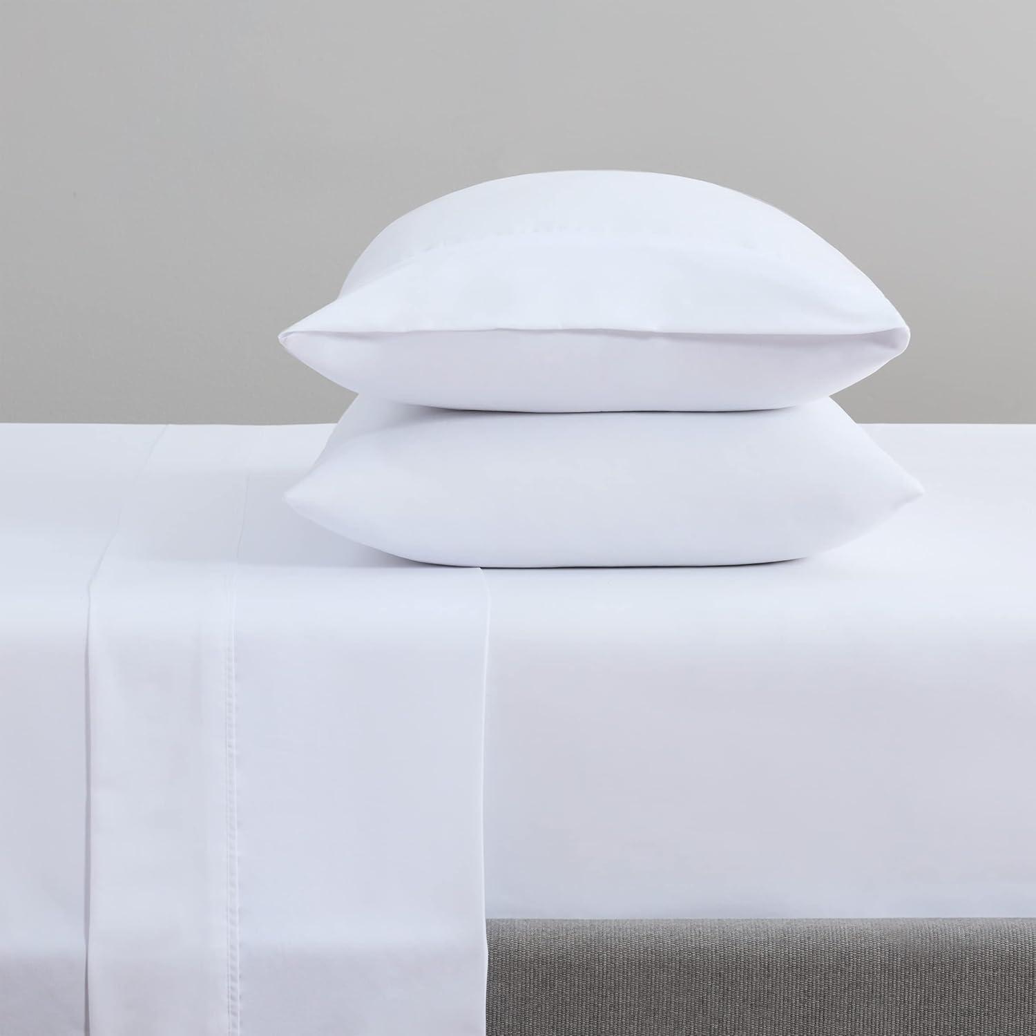 image:imageArkwright Bulk Full Fitted Bed Sheets Case of 24 Soft Cotton Blend 200 Thread Count Bottom Sheet only with Deep Pocket Bedding Essentials for Hotels Guests and Vacation Rentals WhiteFlat Sheets Case of 24