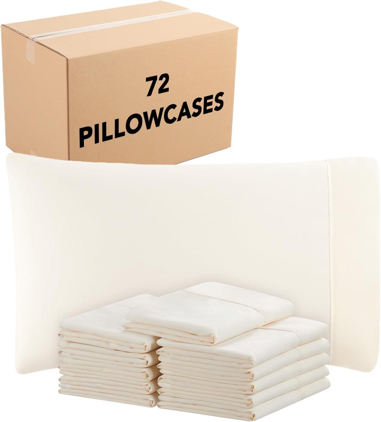 image:imageArkwright Bulk Microfiber Queen Pillow Cases Pack of 12 Soft Hypoallergenic Pillowcases and Bedding Essentials for Hosts and Hotels Standard WhiteIvory