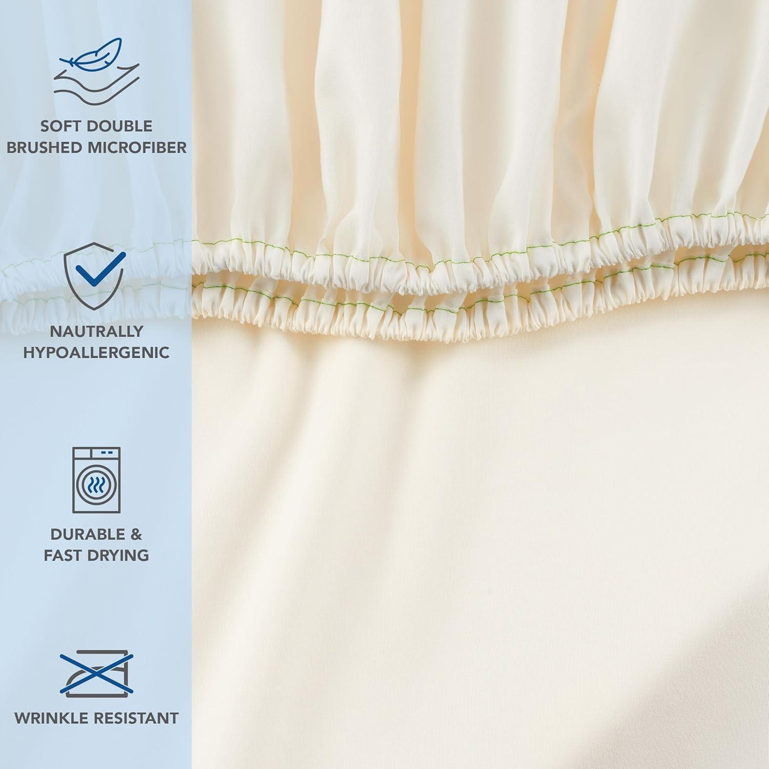 image:imageArkwright Bulk Twin Fitted Sheets Pack of 6 Soft Brushed Microfiber Hypoallergenic Bottom Sheet Only with Deep Pocket Bedding Essentials for Hosts and Hotels GreyIvory