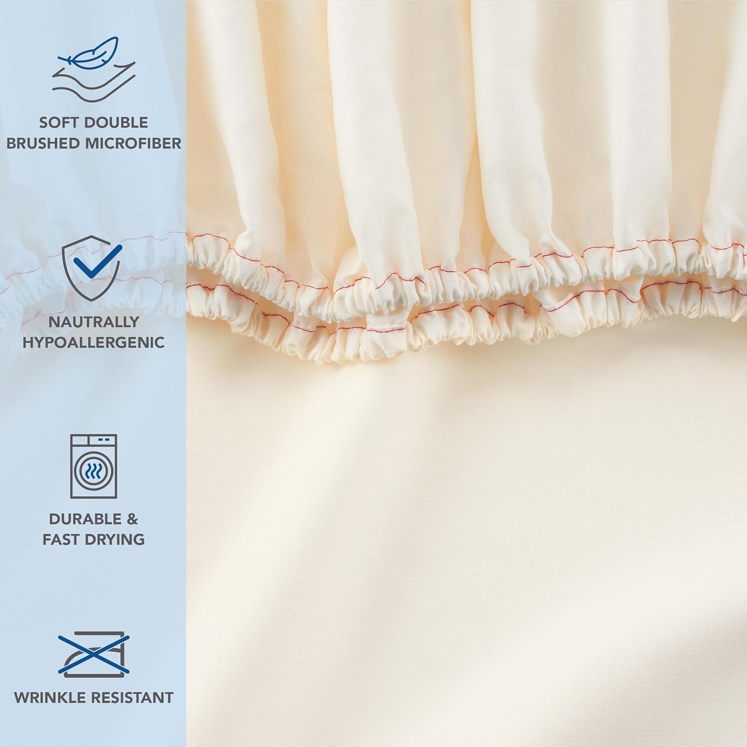 image:imageArkwright Bulk Twin Fitted Sheets Pack of 6 Soft Brushed Microfiber Hypoallergenic Bottom Sheet Only with Deep Pocket Bedding Essentials for Hosts and Hotels GreyIvory
