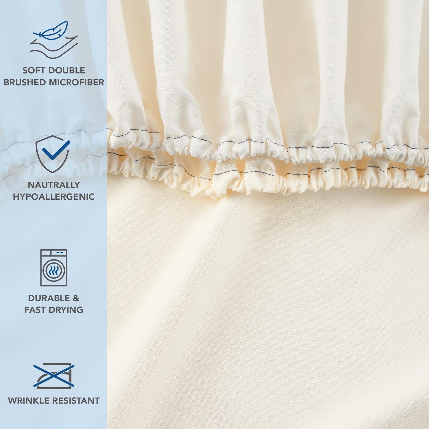 image:imageArkwright Bulk Twin Fitted Sheets Pack of 6 Soft Brushed Microfiber Hypoallergenic Bottom Sheet Only with Deep Pocket Bedding Essentials for Hosts and Hotels GreyIvory
