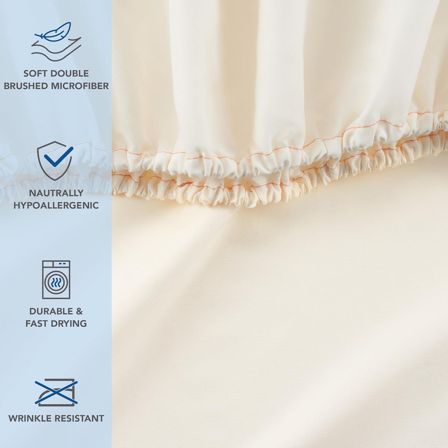 image:imageArkwright Bulk Twin Fitted Sheets Pack of 6 Soft Brushed Microfiber Hypoallergenic Bottom Sheet Only with Deep Pocket Bedding Essentials for Hosts and Hotels GreyIvory