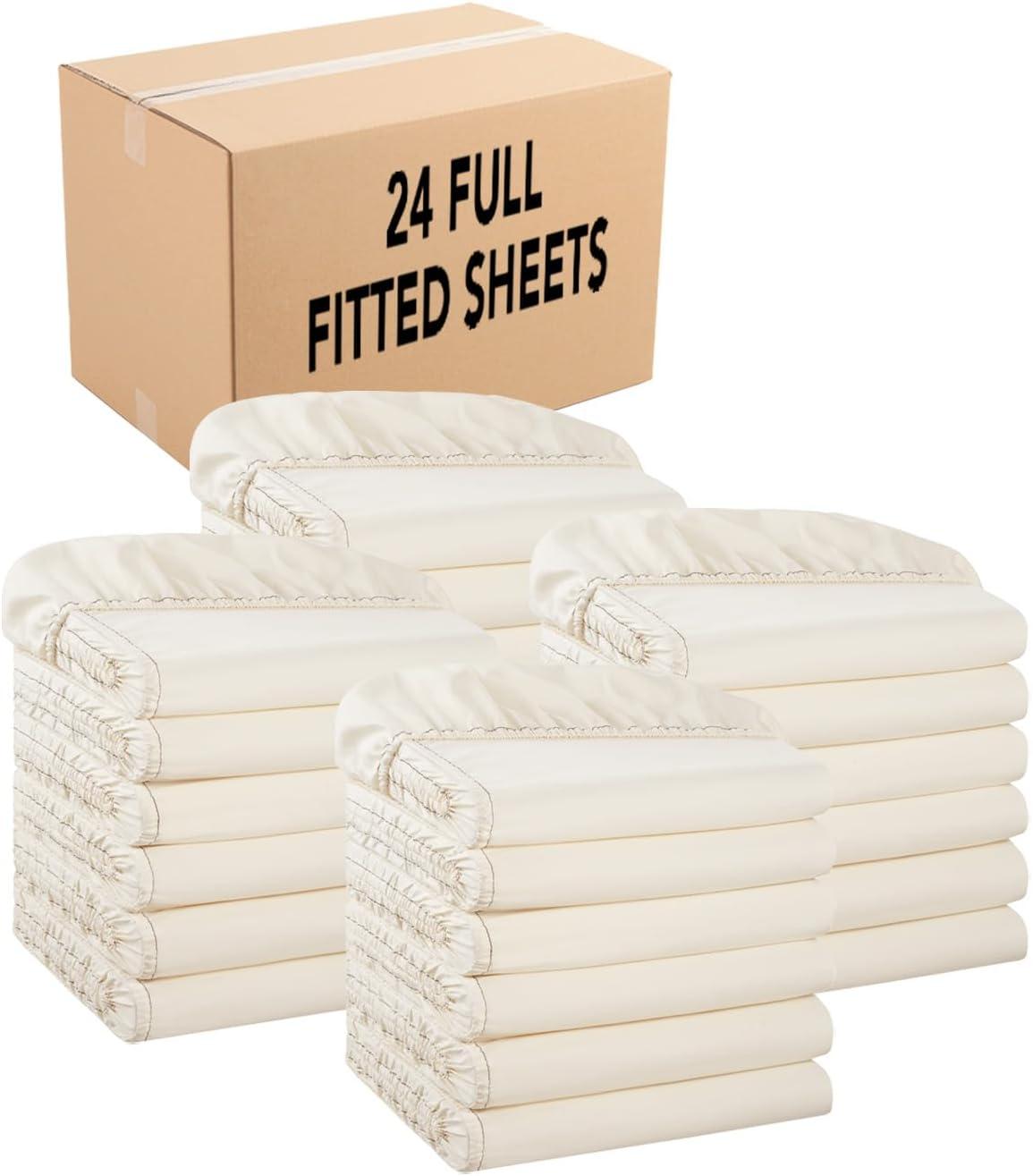 image:imageArkwright Bulk Twin Fitted Sheets Pack of 6 Soft Brushed Microfiber Hypoallergenic Bottom Sheet Only with Deep Pocket Bedding Essentials for Hosts and Hotels GreyIvory