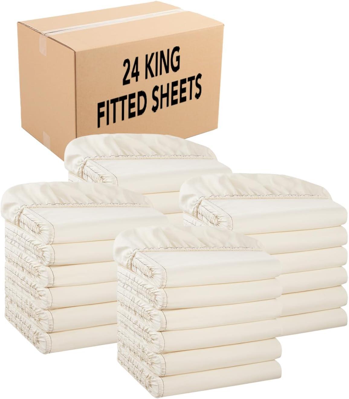 image:imageArkwright Bulk Twin Fitted Sheets Pack of 6 Soft Brushed Microfiber Hypoallergenic Bottom Sheet Only with Deep Pocket Bedding Essentials for Hosts and Hotels GreyIvory