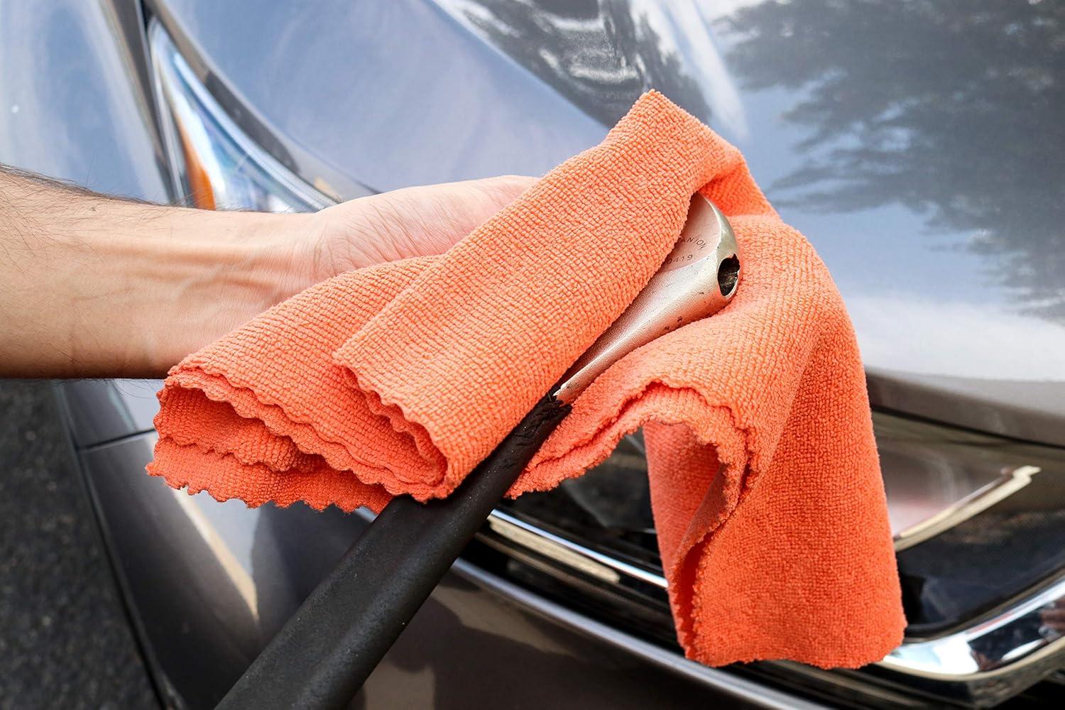 image:imageArkwright SmartEdge Microfiber Cleaning Cloths Pack of 12 Thick Edge Less Dish Drying Towel for Car Polishing Washing and Auto Detailing 16 x 16 in BlueOrange