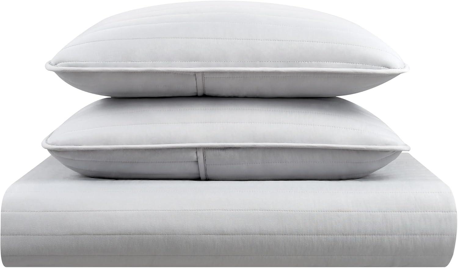 image:imageArkwright TwinTwinXL Quilt Set Case of 4 Soft Brushed Lightweight Microfiber Bedspread Coverlet Bedding Sets for All Seasons 1 Quilt 1 Pillowcase Sham 68x90 in Almond Milk TanHarbor Mist Grey