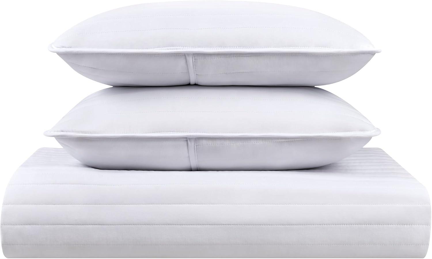 image:imageArkwright TwinTwinXL Quilt Set Case of 4 Soft Brushed Lightweight Microfiber Bedspread Coverlet Bedding Sets for All Seasons 1 Quilt 1 Pillowcase Sham 68x90 in Almond Milk TanBright White
