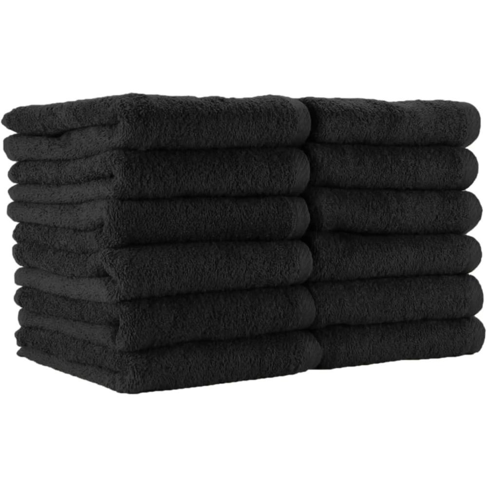 image:imageArkwright Bleach Resistant Salon Towels 12 Pack 100 Cotton Hair Towels Soft Absorbent Quick Dry Spa amp Barber Towels for Hair Stylist Nail Salon amp Esthetician 16 x 27 BlackBlack