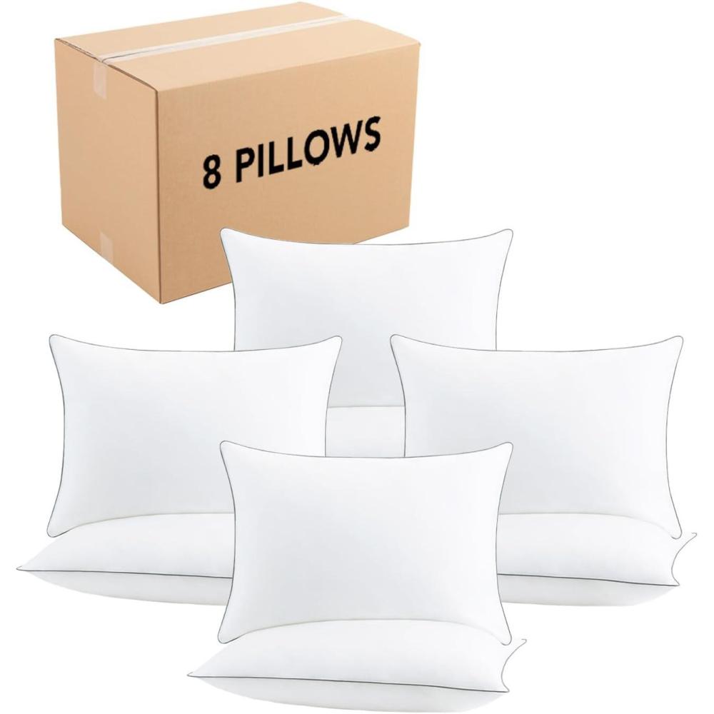 image:imageArkwright Hypoallergenic Queen Bed Pillow 2 Pack Made of 100 Cotton Cover 250 Thread Count Silver Piping Breathable SoftPoly Fiber Fill Machine Washable White8