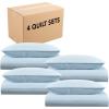 Arkwright Twin/TwinXL Quilt Set – Case of 4 – Soft Brushed Lightweight Microfiber Bedspread Coverlet Bedding Sets for All Seasons (1 Quilt, 1 Pillowcase Sham), 68×90 in, Almond Milk Tan(Nantucket Breeze Blue)