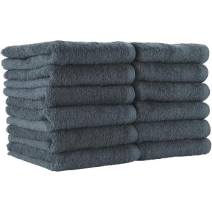 Arkwright Bleach Resistant Salon Towels 12 Pack – 100% Cotton Hair Towels, Soft, Absorbent, Quick Dry Spa & Barber Towels for Hair Stylist, Nail Salon & Esthetician, 16 x 27, Black(Charcoal)