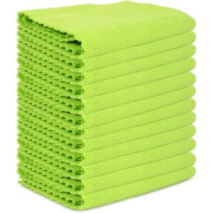 Arkwright SmartEdge Microfiber Cleaning Cloths – (Pack of 12) Thick Edge Less Dish Drying Towel for Car, Polishing, Washing, and Auto Detailing, 16 x 16 in, Blue(Green)