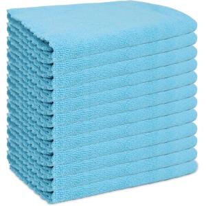 Arkwright SmartEdge Microfiber Cleaning Cloths – (Pack of 12) Thick Edge Less Dish Drying Towel for Car, Polishing, Washing, and Auto Detailing, 16 x 16 in, Blue(Blue)