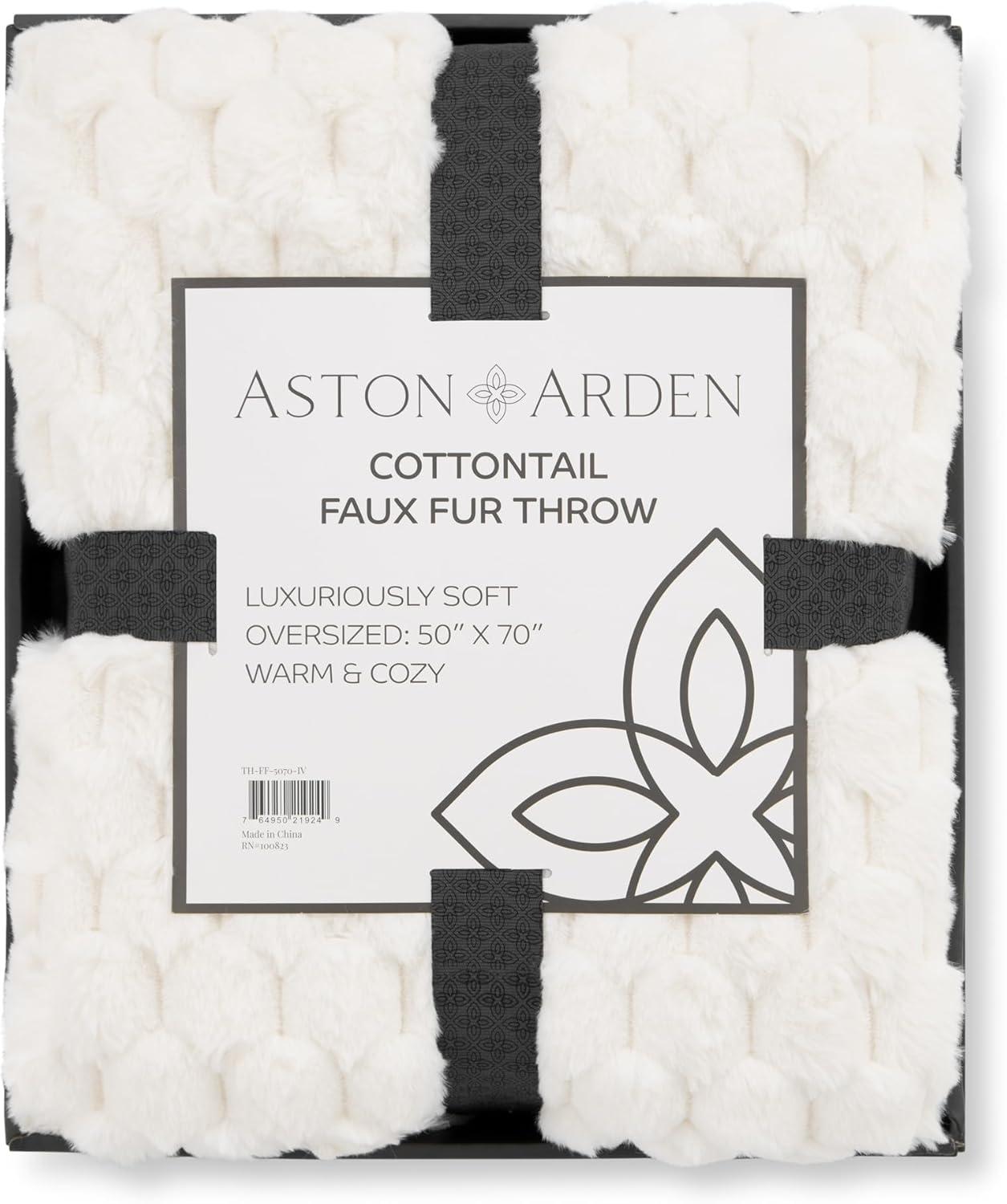 image:imageAston amp Arden Luxury Faux Fur Blanket Ultra Soft Plush amp Fuzzy Throw in Giftable Box Real Fox Furry Texture All Season Decorative for Sofa Couch and Bed 50x70 Bronze MoonCottontail Ivory