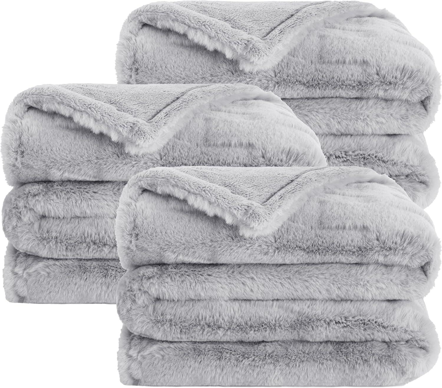 image:imageAston amp Arden Luxury Faux Fur Blanket Ultra Soft Plush amp Fuzzy Throw in Giftable Box Real Fox Furry Texture All Season Decorative for Sofa Couch and Bed 50x70 Bronze MoonMink Grey