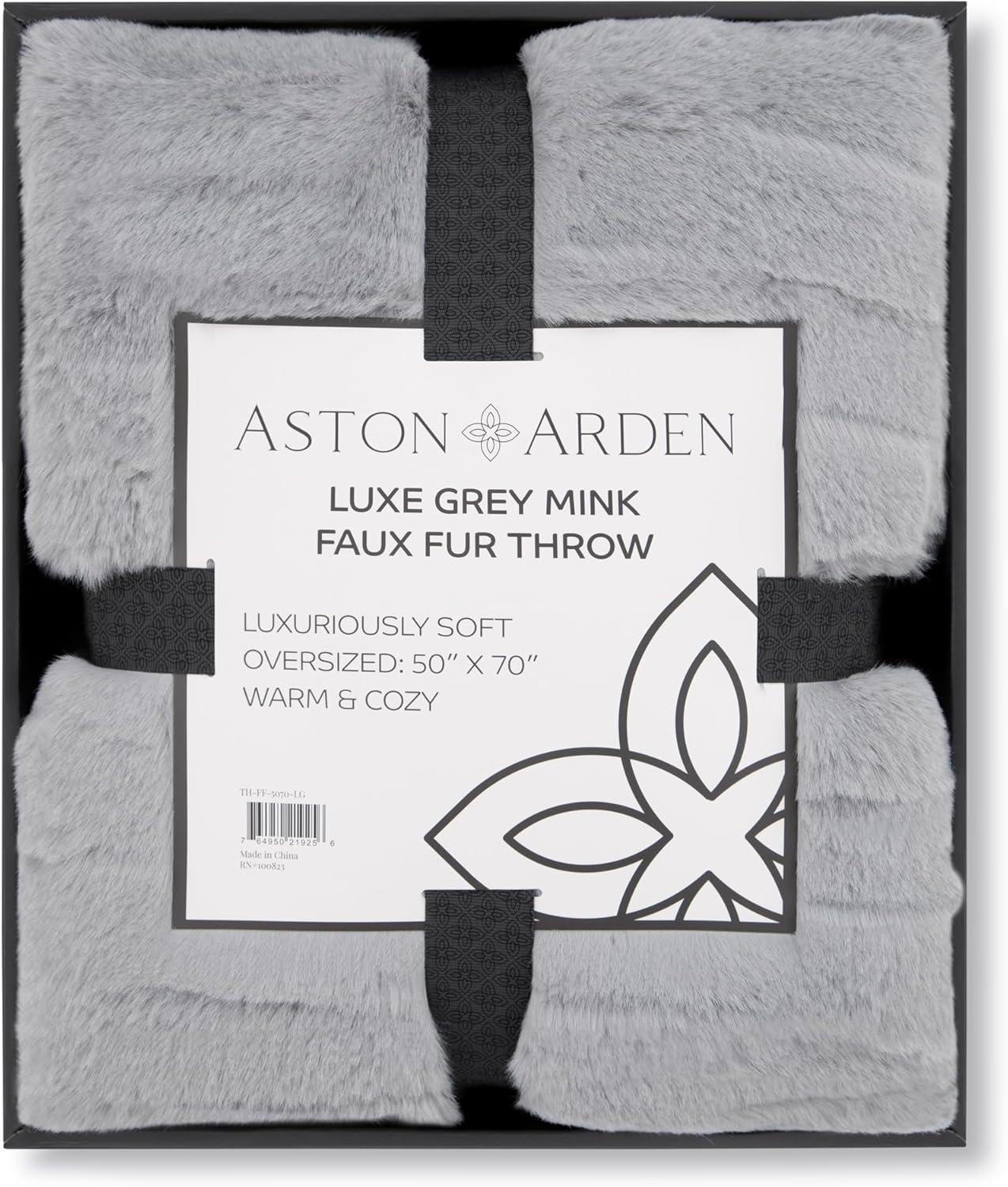 image:imageAston amp Arden Luxury Faux Fur Blanket Ultra Soft Plush amp Fuzzy Throw in Giftable Box Real Fox Furry Texture All Season Decorative for Sofa Couch and Bed 50x70 Bronze MoonMink Grey