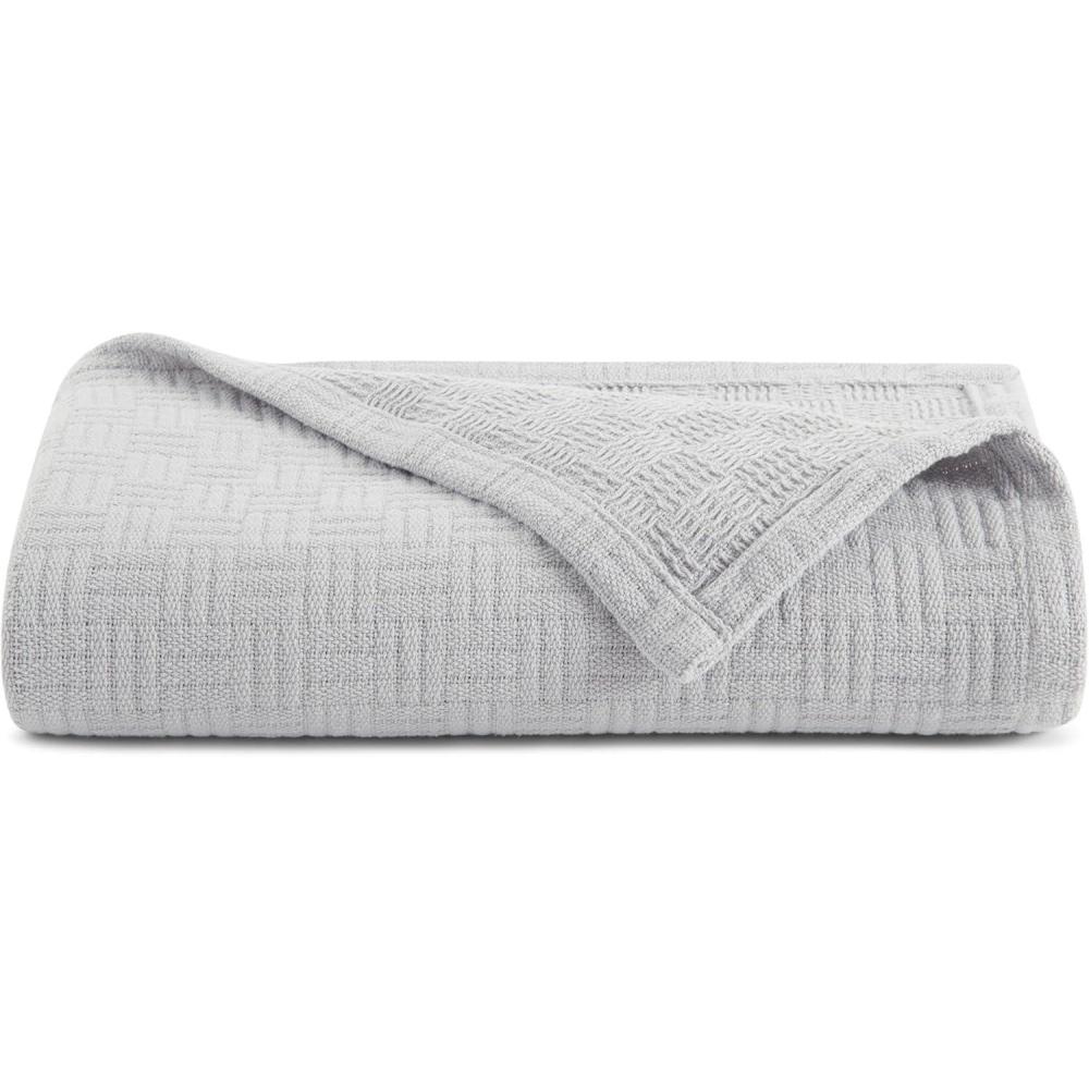 image:imageArkwright Basket Weave Throw Blanket 100 Ringspun Cotton All Season Throws Luxury Hotel Quality Soft on Skin Breathable 300 GSM for Bed Sofa and Chair 50 X 70 in BeigeHarbor Mist Grey