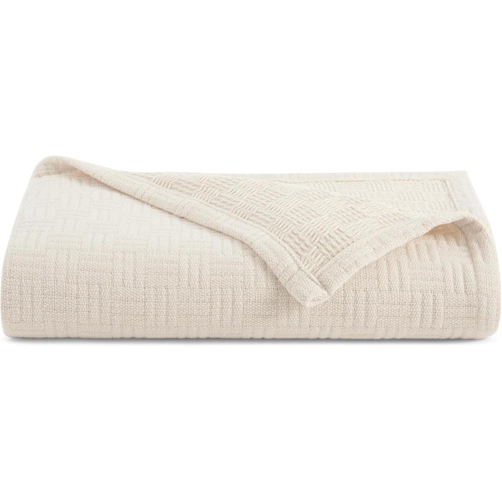 image:imageArkwright Basket Weave Throw Blanket 100 Ringspun Cotton All Season Throws Luxury Hotel Quality Soft on Skin Breathable 300 GSM for Bed Sofa and Chair 50 X 70 in BeigeAlmond Milk Taupe