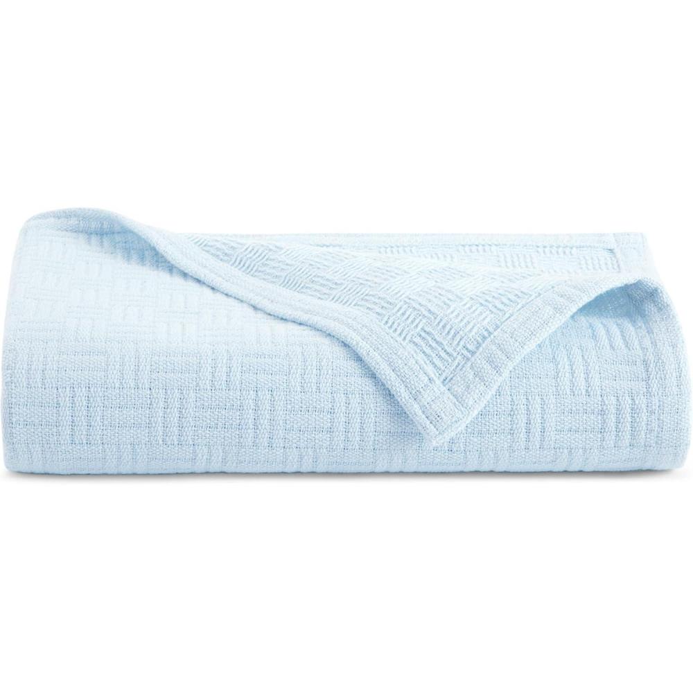 image:imageArkwright Basket Weave Throw Blanket 100 Ringspun Cotton All Season Throws Luxury Hotel Quality Soft on Skin Breathable 300 GSM for Bed Sofa and Chair 50 X 70 in BeigeNantucket Breeze Blue