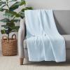 Arkwright Basket Weave Throw Blanket – 100% Ringspun Cotton All Season Throws, Luxury Hotel Quality, Soft on Skin, Breathable, 300 GSM for Bed, Sofa, and Chair, 50 X 70 in, Beige(Nantucket Breeze Blue)