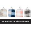 Arkwright Sherpa Picnic Check Throw Blankets – Case of 24 – Soft, Cozy, and Warm Polyester Bulk Throw Set for Bed, Couch, and Travel, 50 x 60 in, Assorted – Check