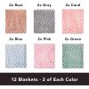 Arkwright Zigzag Fleece Throw Blankets Bulk – Pack of 12 – Soft and Warm Chevron Coral Textured Throws, Perfect for Couch, Sofa, Bedroom, Camping, and Travel, 50 x 60 in, Assorted Colors(Chevron)
