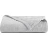 Arkwright Basket Weave Throw Blanket – 100% Ringspun Cotton All Season Throws, Luxury Hotel Quality, Soft on Skin, Breathable, 300 GSM for Bed, Sofa, and Chair, 50 X 70 in, Beige(Harbor Mist Grey)