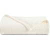 Arkwright Basket Weave Throw Blanket – 100% Ringspun Cotton All Season Throws, Luxury Hotel Quality, Soft on Skin, Breathable, 300 GSM for Bed, Sofa, and Chair, 50 X 70 in, Beige(Egret Creamy Beige)
