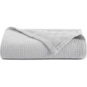 Arkwright Basket Weave Throw Blanket – 100% Ringspun Cotton All Season Throws, Luxury Hotel Quality, Soft on Skin, Breathable, 300 GSM for Bed, Sofa, and Chair, 50 X 70 in, Beige(Harbor Mist Grey)