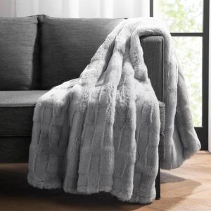 Aston & Arden Luxury Faux Fur Blanket – Ultra Soft, Plush & Fuzzy Throw in Giftable Box, Real Fox Furry Texture, All Season Decorative for Sofa, Couch, and Bed, 50×70, Bronze Moon(Mink Grey)