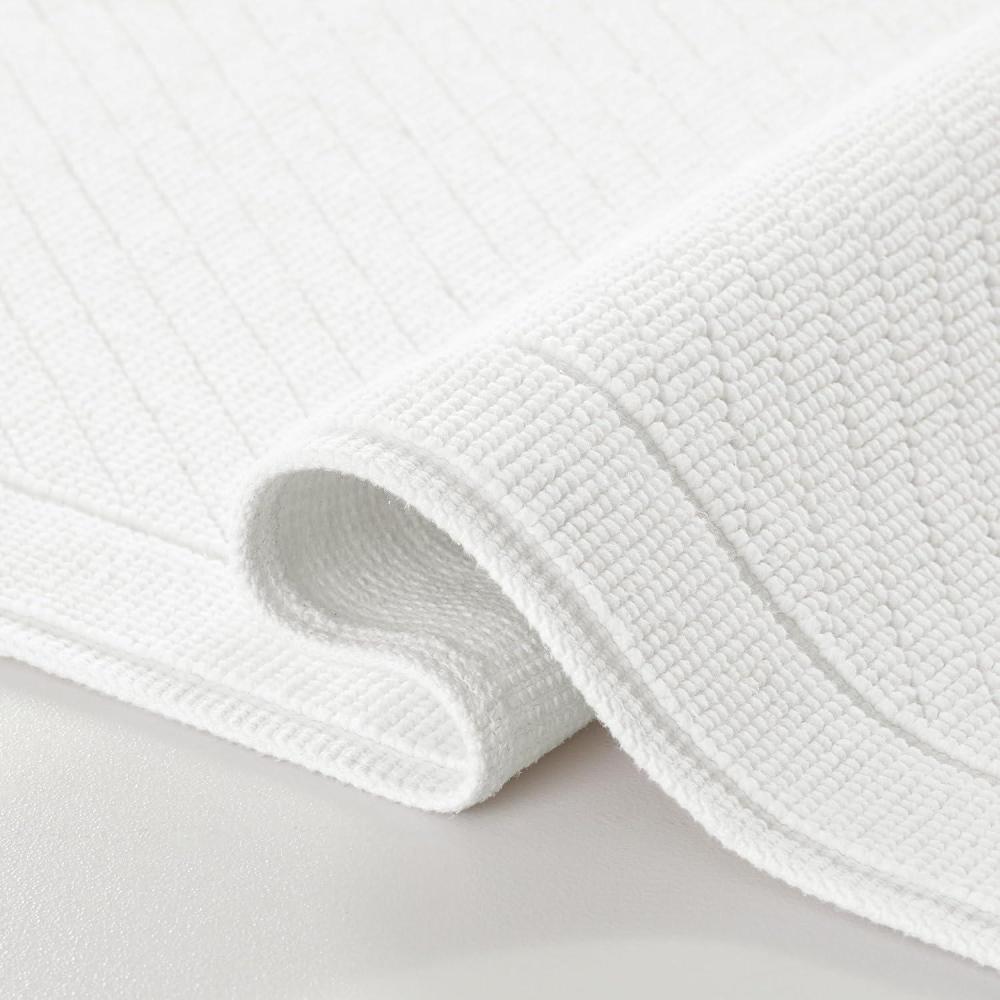 image:imageArkwright 100 Cotton Bathroom Rug High Absorbent Stylish Textured Woven Design Bath Mat Slip Resistant Backing for Shower and Bathtub Floor 20x32 in WhitePearl White