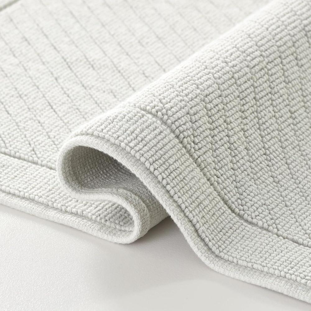 image:imageArkwright 100 Cotton Bathroom Rug High Absorbent Stylish Textured Woven Design Bath Mat Slip Resistant Backing for Shower and Bathtub Floor 20x32 in WhiteOyster Mushroom Grey