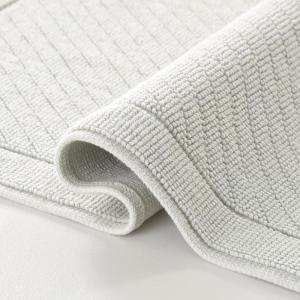 Arkwright 100% Cotton Bathroom Rug – High Absorbent Stylish Textured Woven Design Bath Mat, Slip Resistant Backing for Shower and Bathtub Floor, 20×32 in – White(Oyster Mushroom Grey)