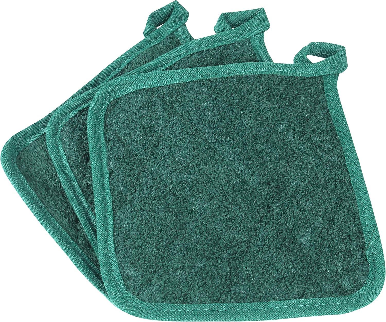 image:imageArkwright Pot Holders for Kitchen Heat Resistant Square Hot Pads Set of 12 Professional Grade Washable Cotton Coaster for Oven Cooking and Baking 7 x 7 in BlackGreen
