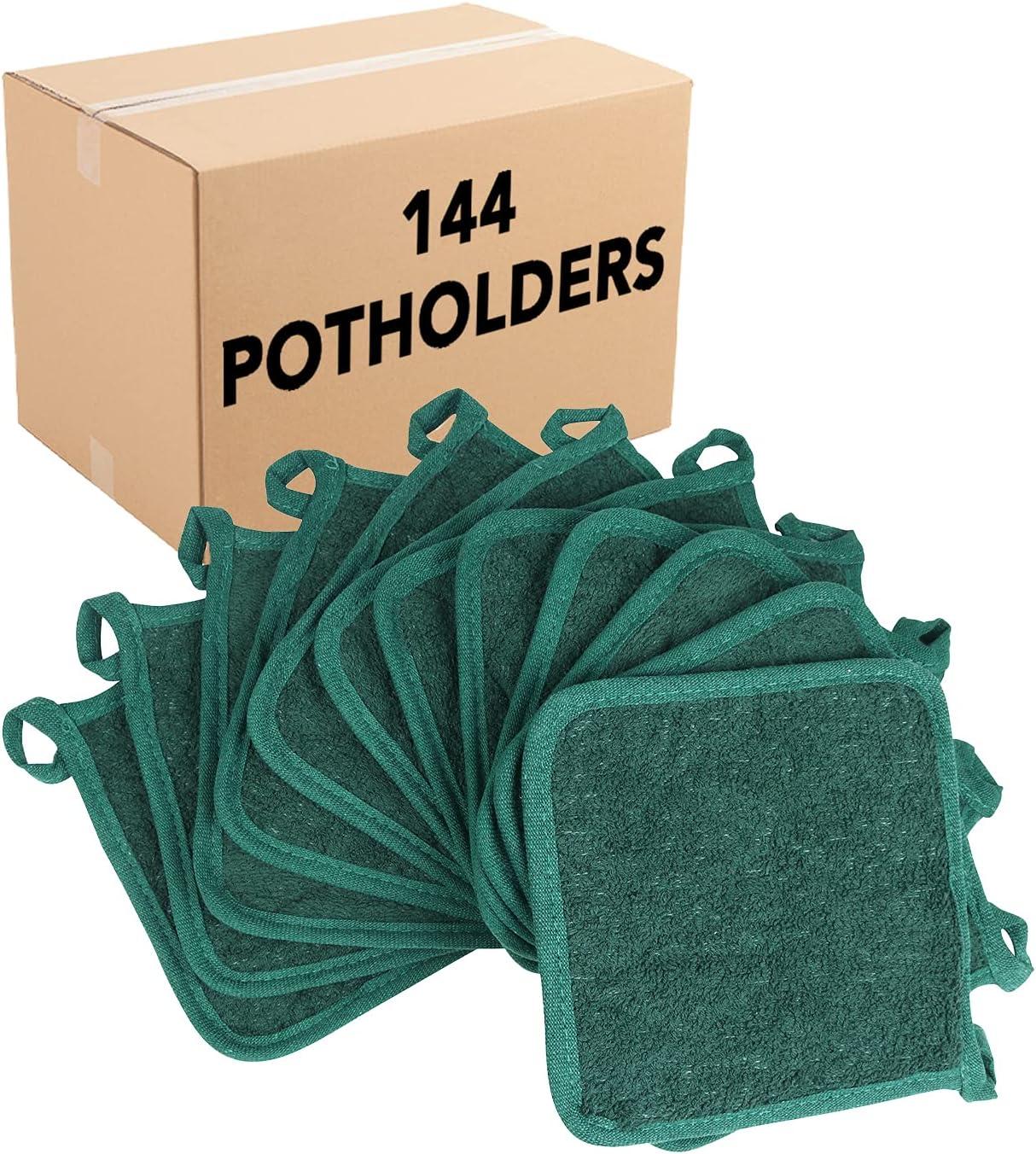 image:imageArkwright Pot Holders for Kitchen Heat Resistant Square Hot Pads Set of 12 Professional Grade Washable Cotton Coaster for Oven Cooking and Baking 7 x 7 in BlackGreen