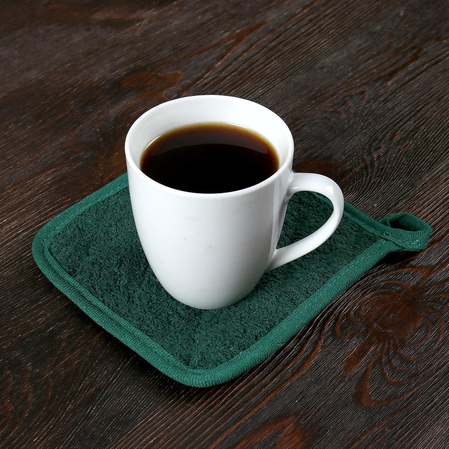 image:imageArkwright Pot Holders for Kitchen Heat Resistant Square Hot Pads Set of 12 Professional Grade Washable Cotton Coaster for Oven Cooking and Baking 7 x 7 in BlackGreen